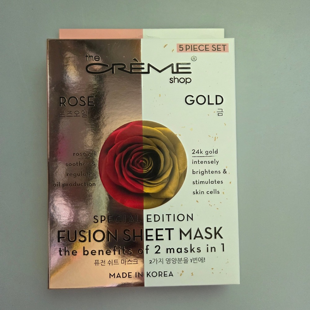 The Creme Shop Rose & 24k Gold Fusion Sheet Mask 5 Piece Set Special Edition - Picture 1 of 3